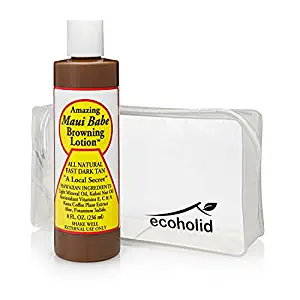 Maui Babe Browning Lotion 8oz Sun Tanning Cream with Compact Travel Bag