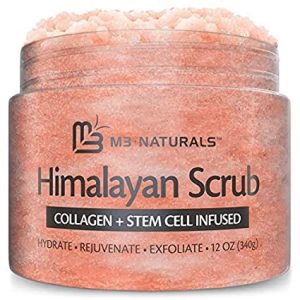 M3 Naturals 12 oz Himalayan Salt Body Scrub with Collagen and Stem Cells for Exfoliation