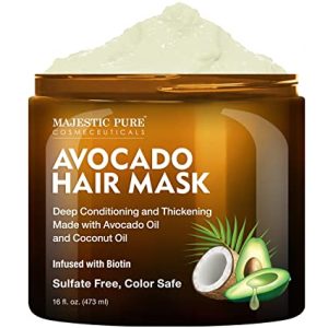 Majestic Pure 8 oz Avocado Coconut Biotin Hair Mask for Deep Nourishment