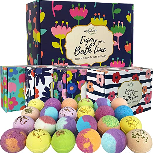 24 All Natural Organic Bath Bombs, 6 oz Each, Relaxing Essential Oils