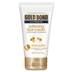 Shea butter foot cream softens rough, calloused feet.