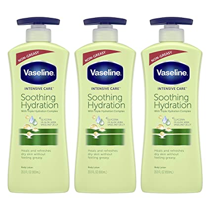 Vaseline Intensive Care Aloe Lotion Triple Pack 20.3 oz for Dry Skin Relief