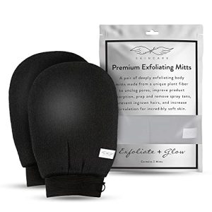 Exfoliating Korean body scrub mitt for smooth skin.