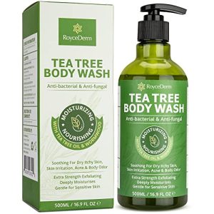 Acne-fighting body wash with natural ingredients.