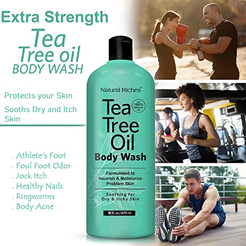 Tea Tree Oil Infused Refreshing Body Wash 16 oz Gentle Formula - Image 3