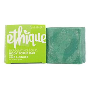 Exfoliating body wash with pumice particles.