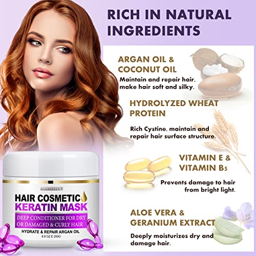 Argan Oil Deep Conditioning Hair Mask 8 oz Moisturizing Treatment for Dry Hair - Image 6
