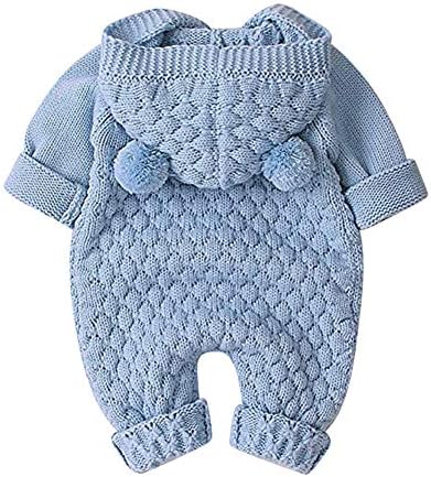 Cream knit hooded baby all-in-one. - Image 2