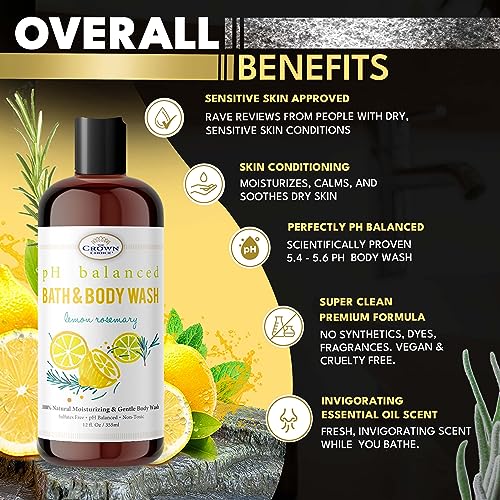 Crown Choice 12 oz Moisturizing Lemon Rosemary Bath Body Wash Gentle Cleanser - Image 6
