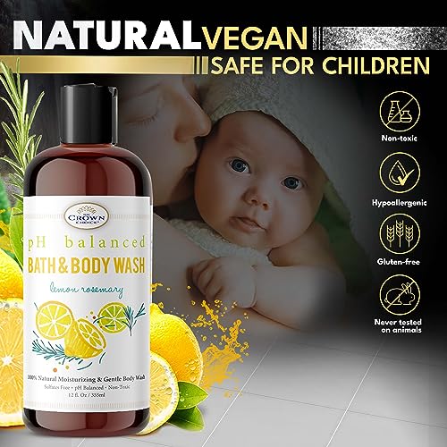 Crown Choice 12 oz Moisturizing Lemon Rosemary Bath Body Wash Gentle Cleanser - Image 5
