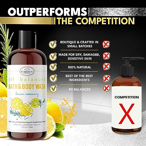 Crown Choice 12 oz Moisturizing Lemon Rosemary Bath Body Wash Gentle Cleanser - Image 4