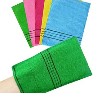 Exfoliating mitt for smooth skin.