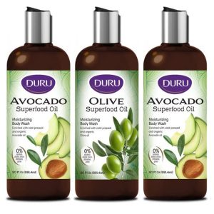 Avocado oil wash for smooth, hydrated skin.