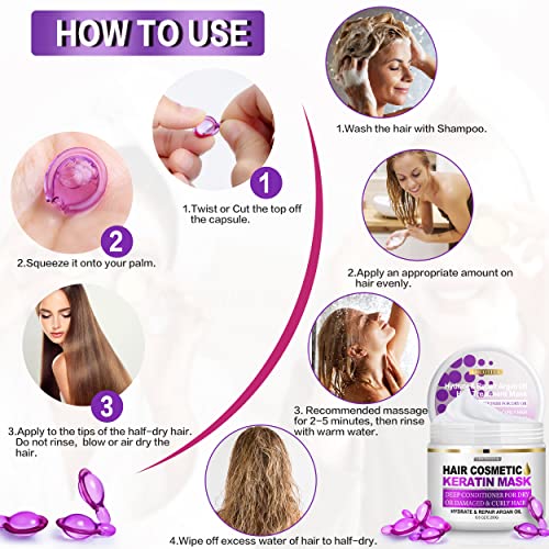 Argan Oil Deep Conditioning Hair Mask 8 oz Moisturizing Treatment for Dry Hair - Image 3
