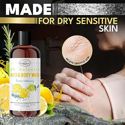 Crown Choice 12 oz Moisturizing Lemon Rosemary Bath Body Wash Gentle Cleanser - Image 2