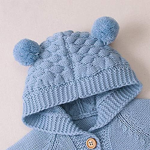 Cream knit hooded baby all-in-one. - Image 3