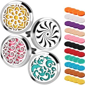 Car essential oil diffuser locket in stainless steel.