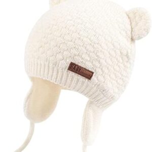 Soft Cream Knit Baby Winter Hat for Infants Warm Cozy Design
