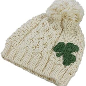 Cream baby bobble hat for infants.