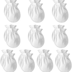 Cream baby mittens for little hands.