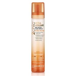 Frizz-free volumizing spray for smooth, bouncy hair.