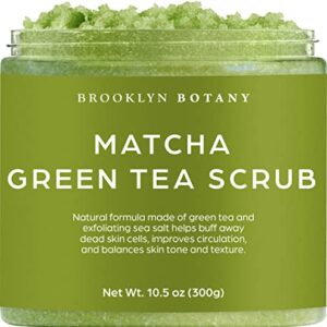 Exfoliating Matcha Mint Detox Body Scrub for Radiant Skin, 8 oz Capacity