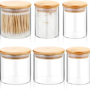 Bamboo bath salt jar for luxurious baths.