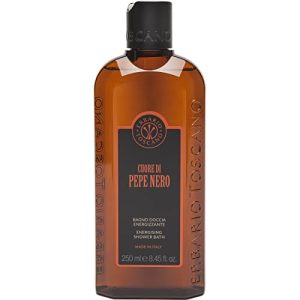 Pepper-infused shower gel for a refreshing cleanse.