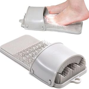 Foot scrub brush for shower exfoliation.