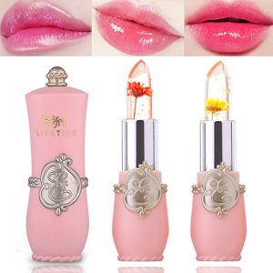 Crystal lip balm changes color when applied.