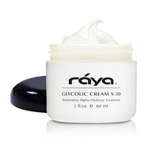 Exfoliating body cream with glycolic acid.