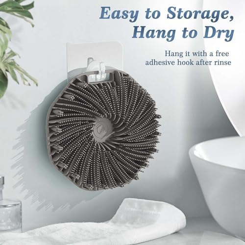 Black Gray Silicone Manual Facial and Body Cleansing Brush Set with Soft Bristles - Image 4