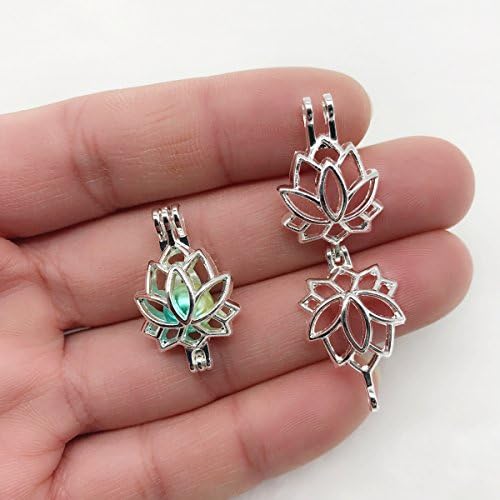 10 Silver Pearl Cage Lockets for DIY Aromatherapy Jewelry - Image 3