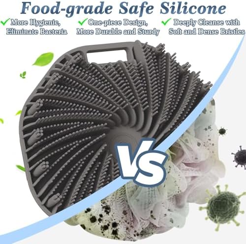 Black Gray Silicone Manual Facial and Body Cleansing Brush Set with Soft Bristles - Image 5