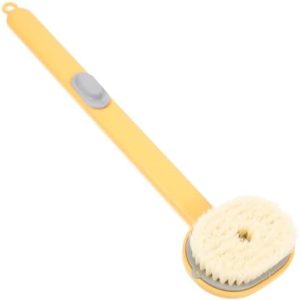 Long Handle Bath Brush with Scrubber Sponge for Easy Exfoliating Body Showering