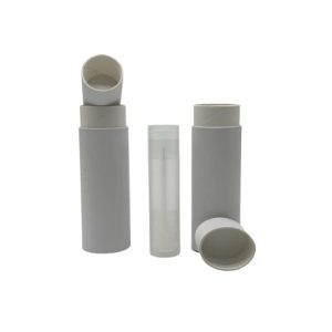 GreenWay 12 Pack 0.5oz Kraft Paperboard Lip Balm Tubes with Lids Oval Shape White