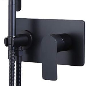 Black Hand Held Bidet Sprayer with Hot/Cold Brass, Wall Mounted
