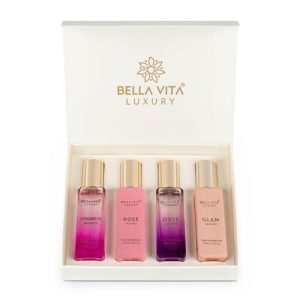 Bella Vita 4-Piece Luxury Perfume Set with 200ml Body Lotion and Shower Gel