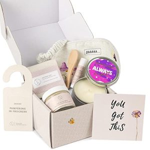 Lizush Lavender Spa Kit: Candle, Soap, Mask, Lip Balm & Eye Mask Gift Set