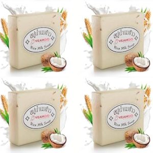 Yeahgoshopping 4 Bars Jasmine Rice Milk Soap 60-65 Grams Each Handmade Moisturizing For All