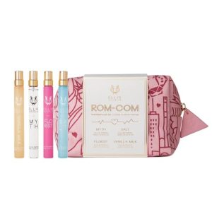 Ellis Brooklyn ROM COM Perfume Gift Set 4 x 10ml with White Musk, Jasmine, Gardenia, Sandalwood, Vanilla