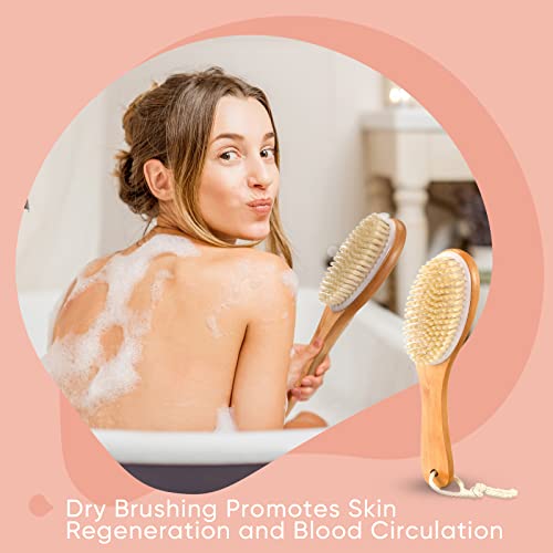 2 Piece Natural Boar Bristle Body Brush Set for Gentle Skin Exfoliation and Smoothing - Image 5