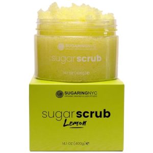 Sugaring NYC Lemon Kiss 8 oz Exfoliating Body Scrub for Moisturizing and Ingrown Hair Prevention