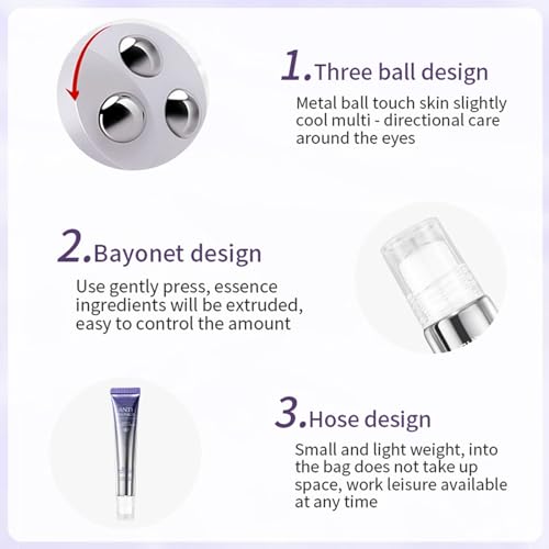 20g Eye Cream for Dark Circles with 3 Roller Applicators - Image 4