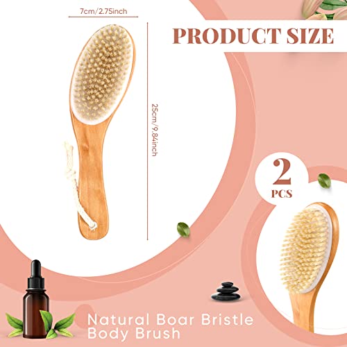 2 Piece Natural Boar Bristle Body Brush Set for Gentle Skin Exfoliation and Smoothing - Image 2