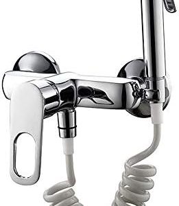 Wall-mounted bidet sprayer kit with hot/cold options, portable.