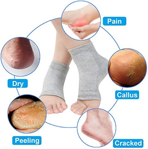 Grey Moisturizing Gel Heel Socks for Foot Care - Image 4