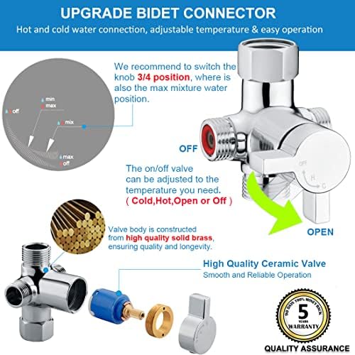 SonTiy 4-Way Bidet Valve Kit with Brass Tee - Image 4