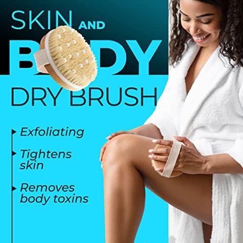 Natural Bristle Dry Body Brush for Smooth Skin and Lymphatic Drainage 10 Inch - Image 2