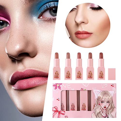 Clear Lip Liner Set with 5 Lipsticks & Balm - Image 5